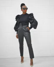Personalized PU leather pants casual pants