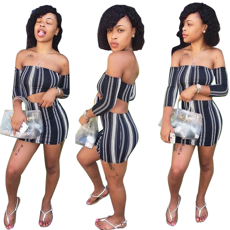 black and white striped frock