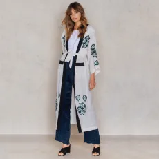 Rayon embroidered two pocket sun proof cardigan