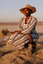 Rayon stripe holiday robe bikini blouse