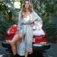 Rayon orientation printing holiday sun proof cardigan