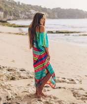 Rayon positioning flower robe bikini sunscreen