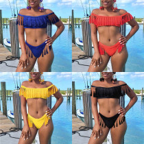 Solid split bikini
