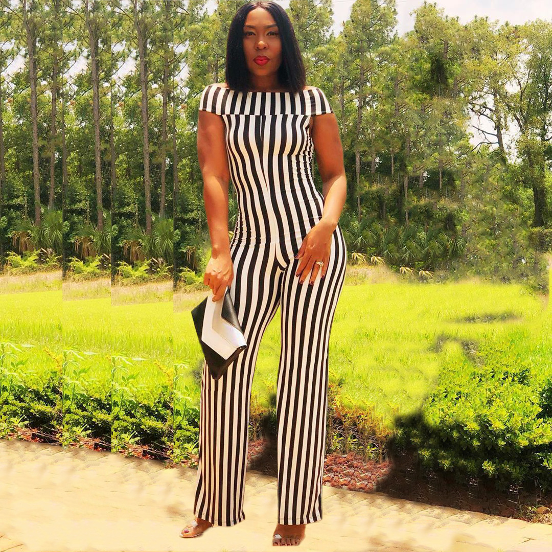 black and white striped jumpsuit