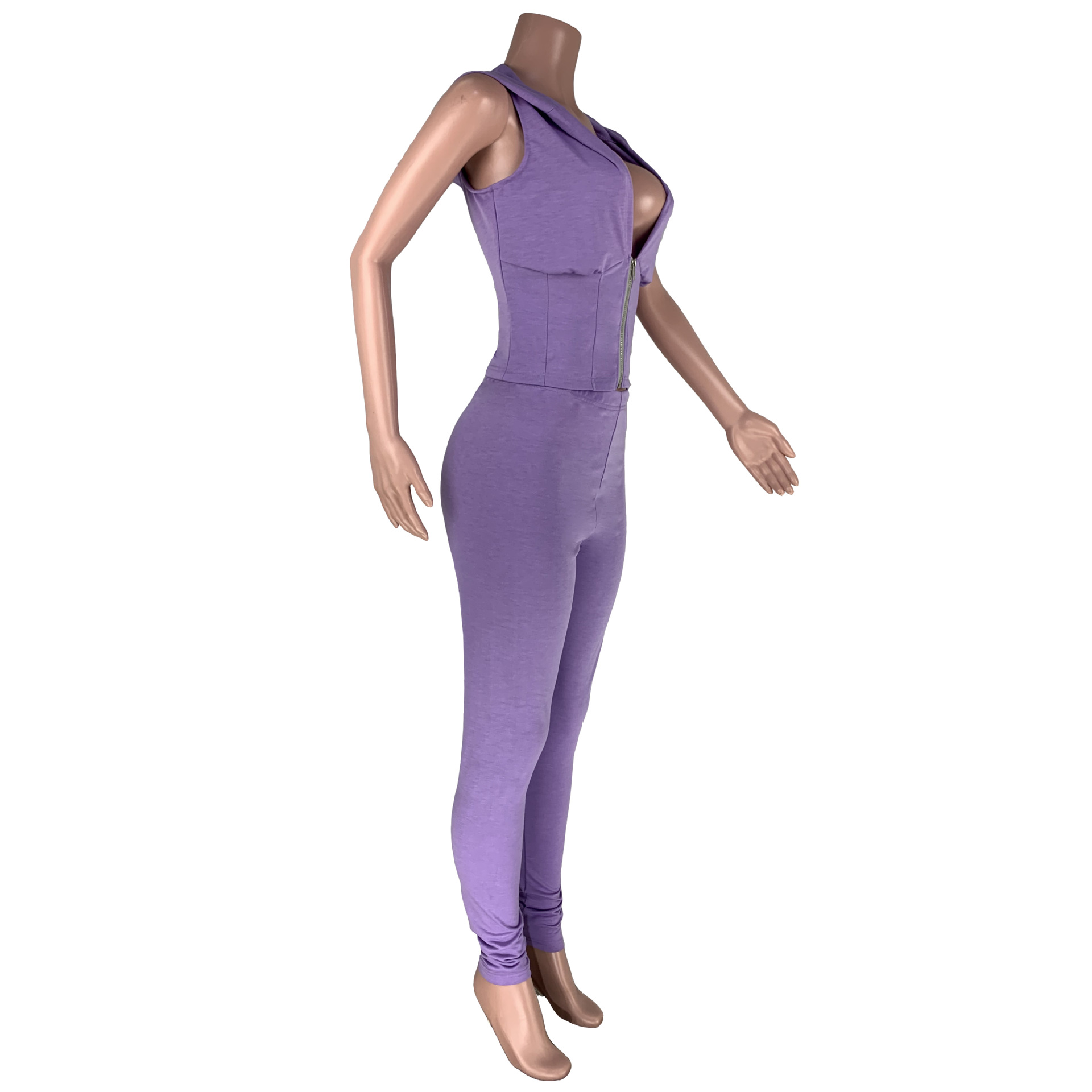 US$ 6.70 - Zipper waistcoat hooded Leggings suit - www.keke-lover.com