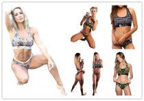 Two piece suit of personalized slim shorts printed swimsuit