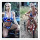 Two piece suit of personalized slim shorts printed swimsuit