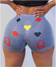 Sexy tights poker Print Shorts Yoga Pants