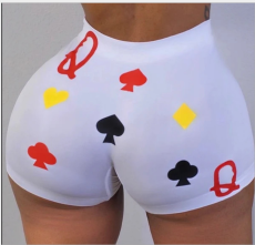 Sexy tights poker Print Shorts Yoga Pants