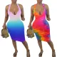 Gradient cut back waist dress