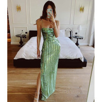 Sexy sling slit dress Sequin dress