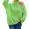 Solid color loose hole open shoulder high neck sweater