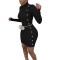 Solid color long sleeve waist pack hip knitted dress (single skirt)