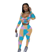 Two piece leisure sport print set