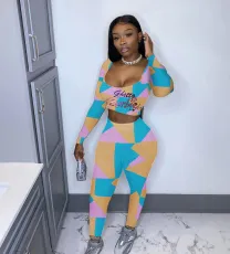 Two piece leisure sport print set