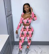Two piece leisure sport print set