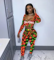 Two piece leisure sport print set