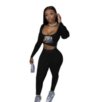 Two piece leisure sport print set