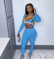 Two piece leisure sport print set