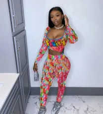 Two piece leisure sport print set