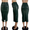 Slim front slit skirt leather skirt