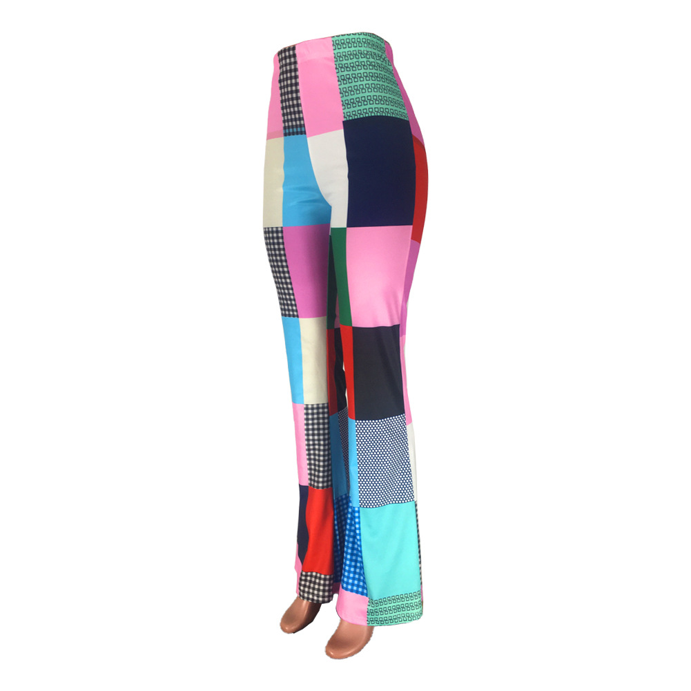 print plaid pants
