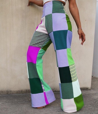 print plaid pants