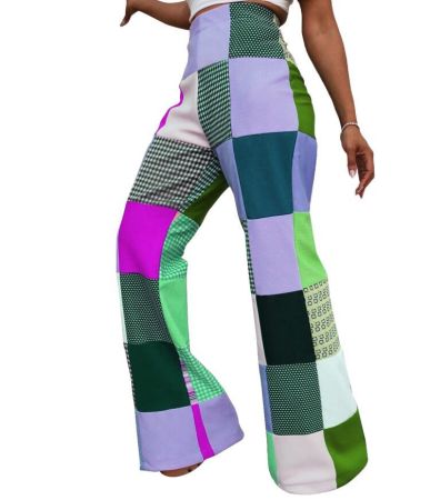print plaid pants