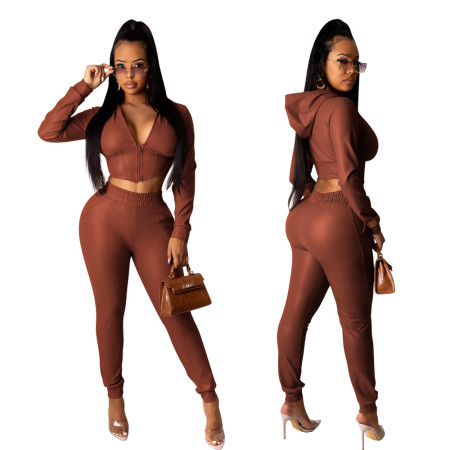 Flocked Leather Two Piece Set