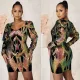 V-neck invisible zipper Sequin sexy dress