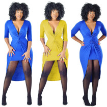 Sexy cross V-neck dress