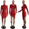 Sexy solid round neck dress