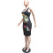 Positioning cartoon print round neck sleeveless dress