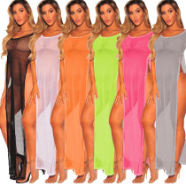 Sexy fashion multi color mesh beach skirt