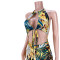 Tropical swimsuit Jumpsuit with neck strap print