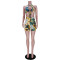 Tropical swimsuit Jumpsuit with neck strap print