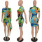 Fashion print totem personalized dress with side tie