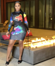 Splash print sexy dress