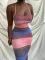 Sexy suspender, low cut and leaky back Printed Dress