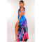 Fashion split V-neck printed Swimsuit Dress