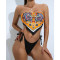 Two piece positioning print bra swimsuit