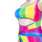 Sexy Rainbow Striped one piece swimming dress