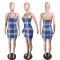 Fashion sexy casual print suspender dress