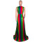 Rainbow print striped dress with split V-neck