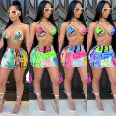 Bandage printed bathing suit