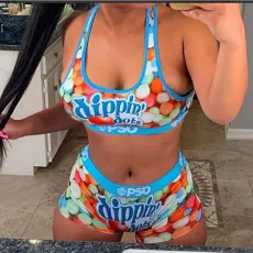Sexy printed tank top swimsuit suit
