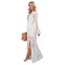 Lace long sleeve V-neck solid Chiffon Dress