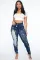 Fashion mid waist small foot pencil jeans