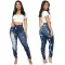 Fashion mid waist small foot pencil jeans