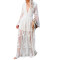 Lace long sleeve V-neck solid Chiffon Dress
